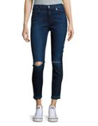7 For All Mankind The Ankle Distressed Super Skinny Jeans