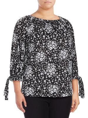 Michael Michael Kors Plus Three-quarter Floral Blouse