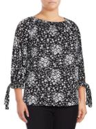 Michael Michael Kors Plus Three-quarter Floral Blouse