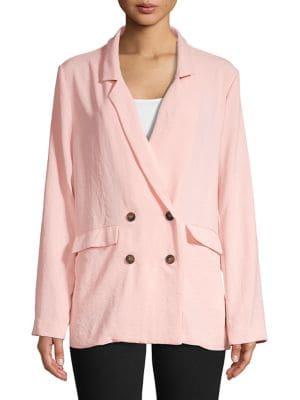 Design Lab Double-breasted Crinkle Blazer