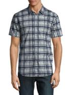 John Varvatos Star U.s.a. Grid-plaid Short-sleeve Shirt