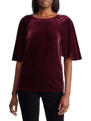Lauren Ralph Lauren Velvet Flutter-sleeve Tee