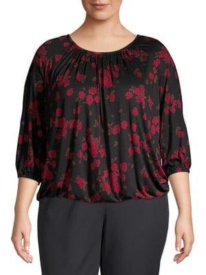 Michael Michael Kors Plus Floral Three-quarter Top