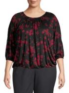 Michael Michael Kors Plus Floral Three-quarter Top