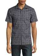 Perry Ellis Regular-fit Scribble Check Button-down Shirt