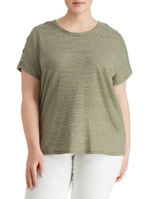 Lauren Ralph Lauren Plus Lace-up-sleeve T-shirt