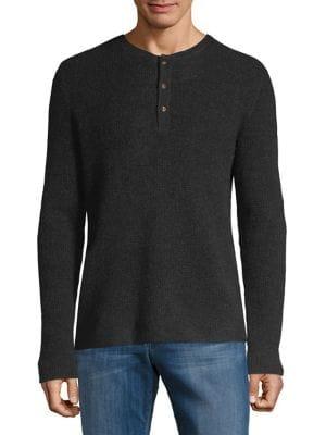 Black Brown Textured Cashmere Henley