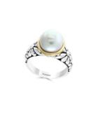 Effy 10mm White Freshwater Pearl, Sterling Silver And 18k Yellow Gold Ring