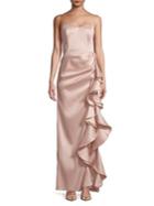 Badgley Mischka Platinum Long Strapless Dress