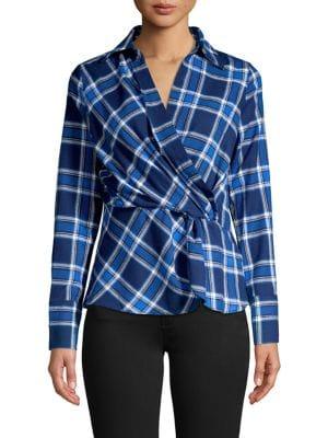 Frnch Printed Cotton Faux Wrap Top