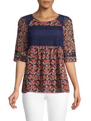 Daniel Rainn Crochet Lace Inset Blouse
