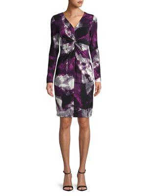 Donna Karan Printed Knot Shift Dress