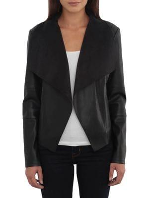 Bagatelle Open Front Faux Leather Jacket