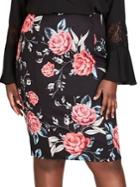 City Chic Plus Fitted Floral Skirt
