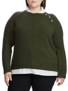Lauren Ralph Lauren Plus Relaxed-fit Cotton-blend Twofer Sweater