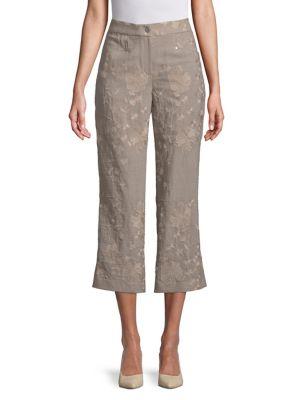 T Tahari Floral Embroidered Cropped Pants