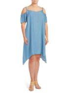 Jessica Simpson Plus Off-the-shoulder Chambray Dress