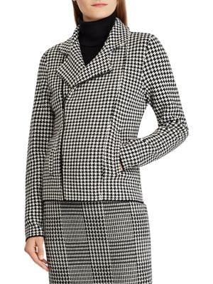 Lauren Ralph Lauren Houndstooth Moto Jacket
