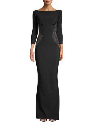 Chiara Boni La Petite Robe Studded Boatneck Gown