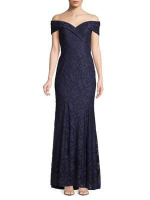 Xscape Off-the-shoulder Lace Gown