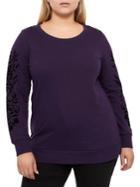 Addition Elle Michel Studio Plus Roundneck Floral Flocking Sweater