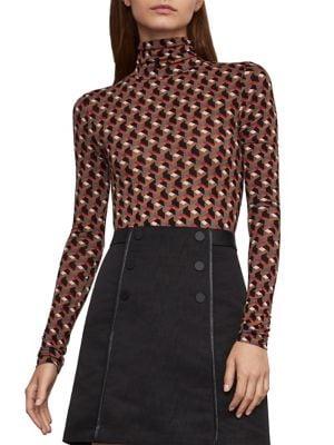 Bcbgmaxazria Geometric-print Turtleneck Top