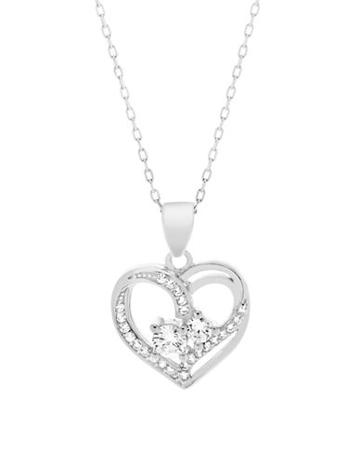 Lord & Taylor Cubic Zirconia & Sterling Silver Heart Forever Together Pendant Necklace