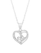 Lord & Taylor Cubic Zirconia & Sterling Silver Heart Forever Together Pendant Necklace