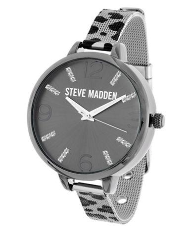 Steve Madden Stainless Steel Leopard Mesh Watch