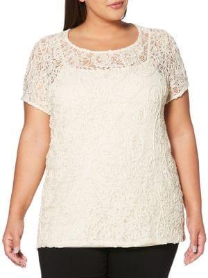Rafaella Plus Lace Short Sleeve Shirt
