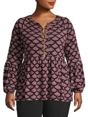 Michael Michael Kors Plus Chandelierchain Peplum Blouse