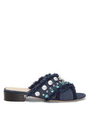 Vince Camuto Noritta Denim Criss Cross Slides