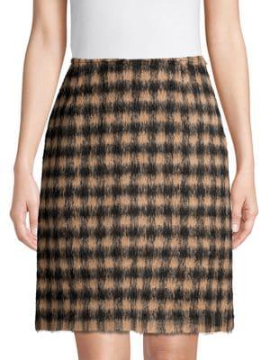 Max Mara Studio Checkered Alpaca Wool Skirt