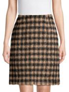 Max Mara Studio Checkered Alpaca Wool Skirt