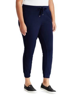 Lauren Ralph Lauren Plus Relaxed-fit Velvet-trimmed Jogger Pants
