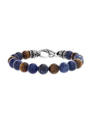 Lord & Taylor Tiger's Eye & Stainless Steel Beaded Bracelet