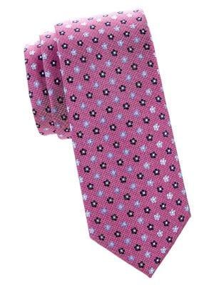 Black Brown Floral Printed Silk-blend Tie