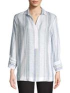Joan Vass Striped Collared Shirt