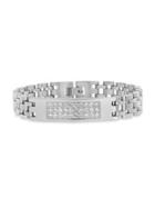 Lord & Taylor Stainless Steel & Crystal 3-row H-link Bracelet