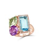 Effy Mosaic Diamond, Semi-precious, Multi-stone And 14k Rose Gold Ring