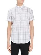 Calvin Klein Short-sleeve Windowpane-check Pocket Shirt