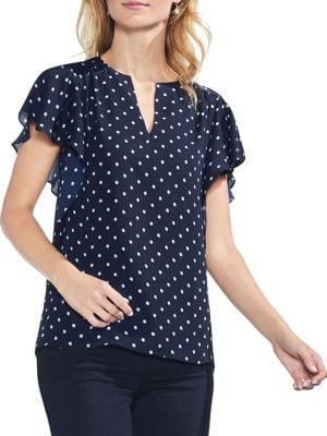Vince Camuto Sapphire Bloom Polka Dot Blouse