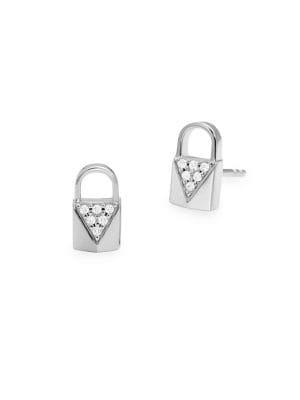 Michael Kors Mercer Link Sterling Silver Padlock Stud Earrings