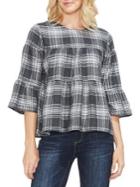 Vince Camuto Menswear Charm Bell-sleeve Plaid Blouse