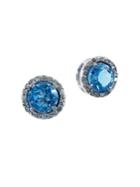 Effy 14k White Gold Diamond Pave Blue Topaz Earrings