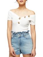 Miss Selfridge Ribbed Button Off-the-shoulder Top