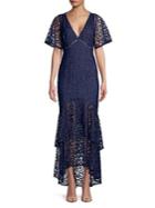 Ml Monique Lhuillier Paneled Drape Lace Gown