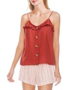 Vince Camuto Ruffled Button-down Linen Camisole
