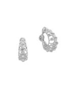 Ak Anne Klein Silvertone And Glass Stone Crystal Hoop Earrings