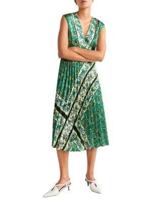 Mango Printed Pleated Dress